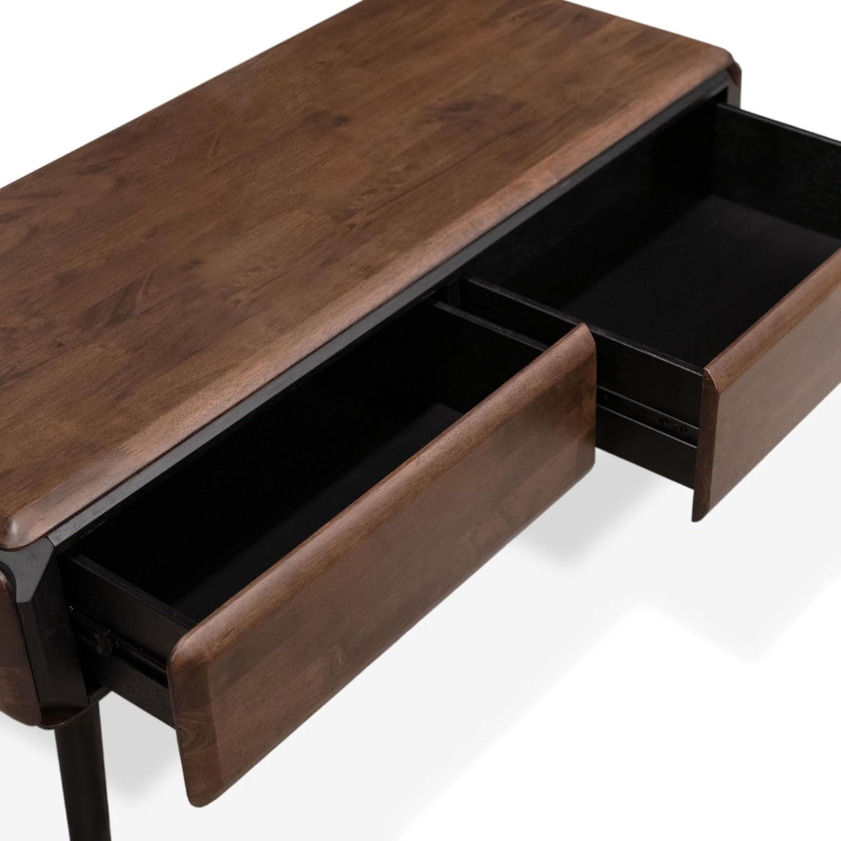 Furniture of America Nazaen Modern 2-Piece Coffee Table Set, Rich Walnut | Solid Wood 48-inch Coffee Table and 25-inch End Table with Drawers and Splayed Legs for Living Room, Home Office