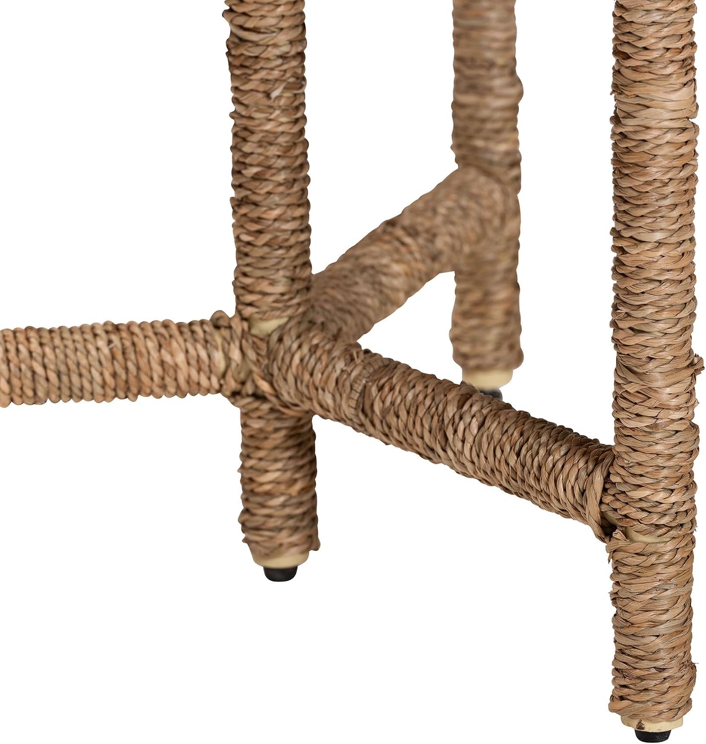 bali & pari Fumito Handwoven Seagrass End Table - Round Boho Side Table with Wrapped Frame, Handmade Coastal Décor for Living Room or Sun Room