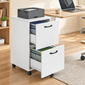 Sweetcrispy 2-Drawer Rolling File Cabinet, Wood Under Desk Storage with Lockable Wheels, Mobile Printer Stand & Home Office Organizer for Documents and Office Supplies, White