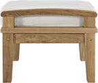 Modway EEI-1152-NAT-WHI-SET Marina Premium Grade A Teak Wood Outdoor Patio Ottoman, Natural White