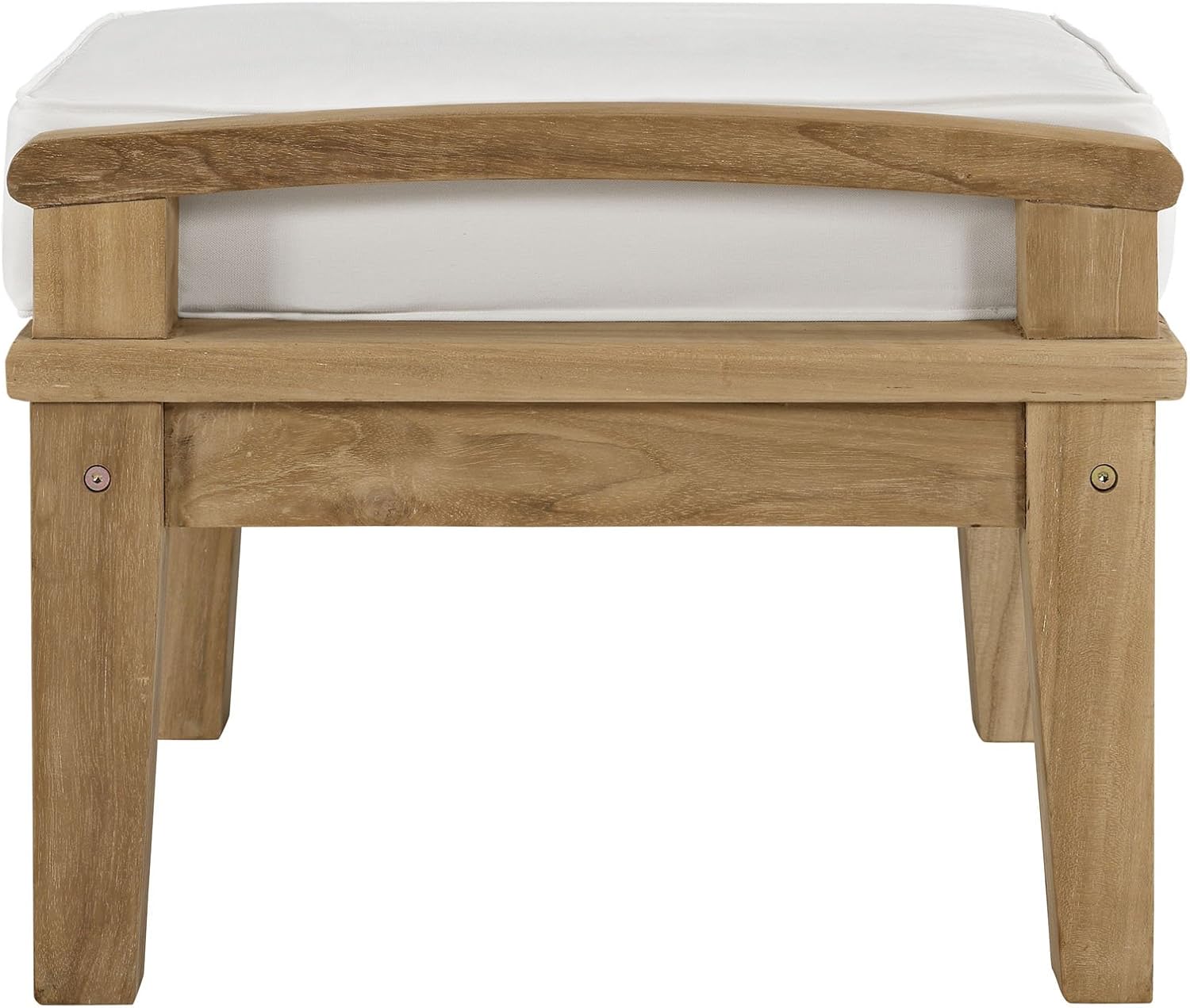 Modway EEI-1152-NAT-WHI-SET Marina Premium Grade A Teak Wood Outdoor Patio Ottoman, Natural White