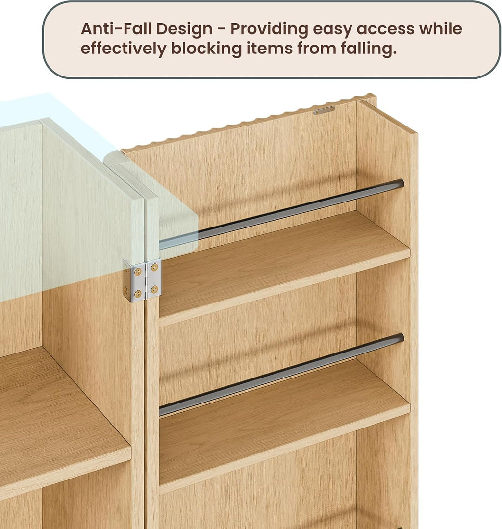 Spaco 72" Tall Kitchen Pantry Cabinet,Modern Fluted Food Storage Cabinet with 6 Door Shelves and Anti-tip Device,4-Door Freestanding Buffet Sideboard for Dining Room,Living Room. (Natural)