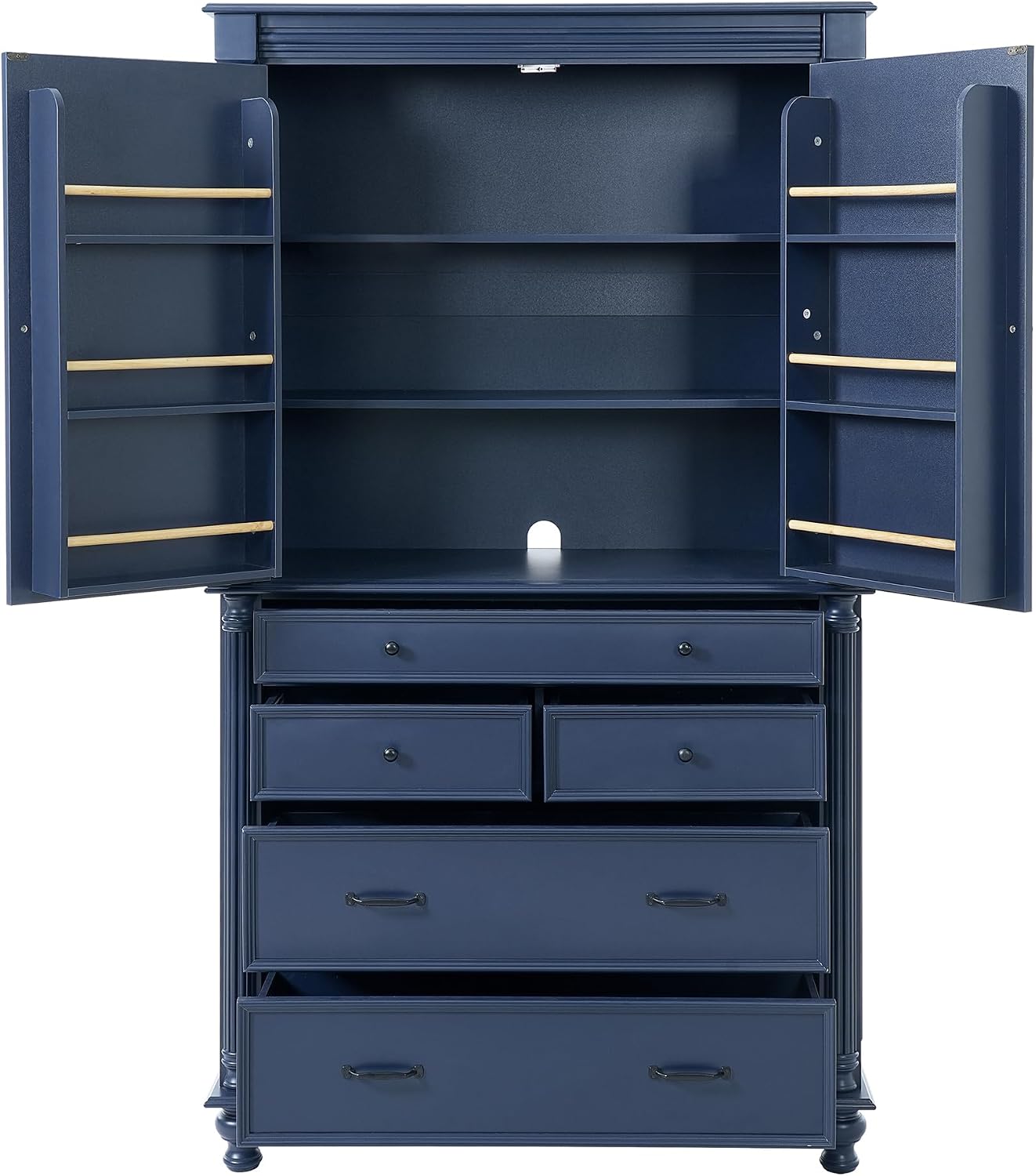 Freestanding Large Kitchen Pantry,Tall Storage Cabinet Cupboard with 6 Door Shelves, 2 Adjustable Shelves and 5 Drawers,for Dining Room Living Room (Blue-g)