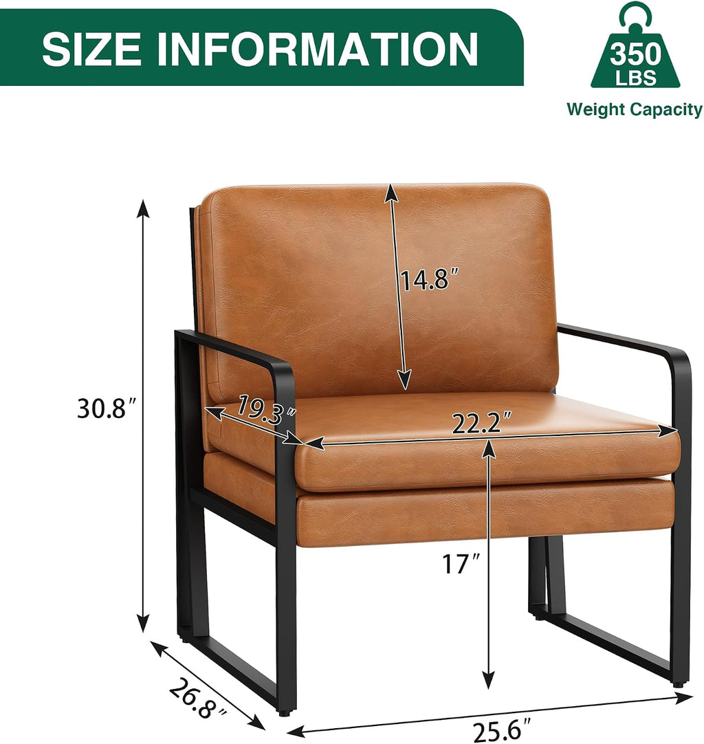 ALISH Accent Chairs, Upholstered Armchair Modern Living Room Chairs Linen Arm Chair Side Sofa Chairs Reading Chairs with Metal Legs for Bedroom, Living Room Brown