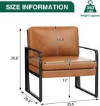 ALISH Accent Chairs, Upholstered Armchair Modern Living Room Chairs Linen Arm Chair Side Sofa Chairs Reading Chairs with Metal Legs for Bedroom, Living Room Brown