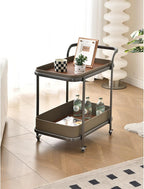 Rolling End Table, Side Table with Wheels, Modern Serving Cart Snack Table for Living Room, Small Coffee Table(Orange)