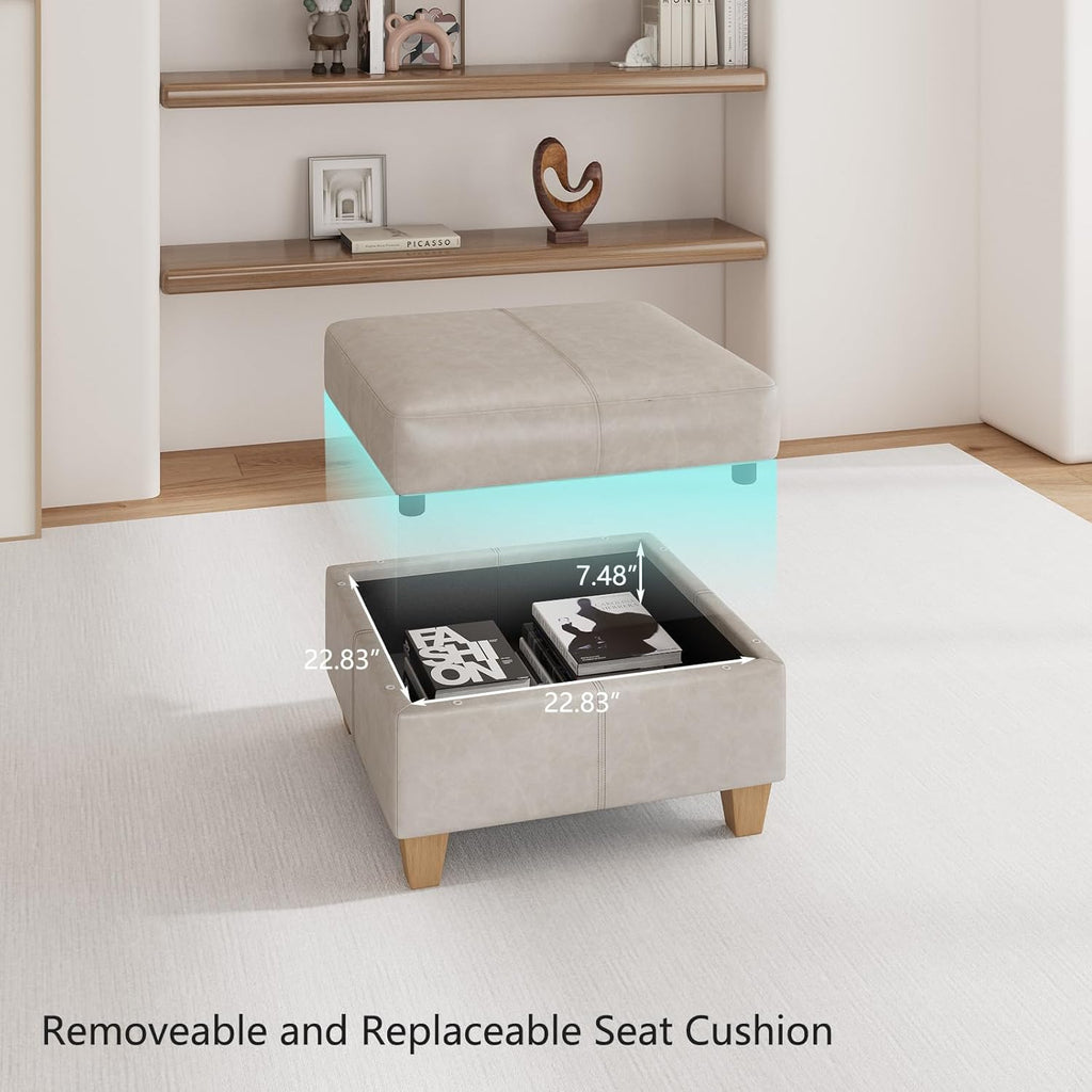 EASE MOOSE Middle Module Seat for Modular Sofa with Reversible Chaises, Faux Leather Armless Chair Customizable Sectional Sofa Couch with Storage