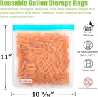 Reusable Gallon Food Storage Bags - 10 Pack Extra Thick Reusable Gallon Freezer Bags Leakproof Plastic Free Lunch Bag