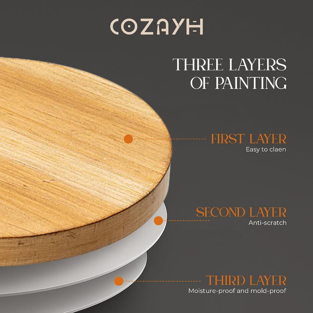 COZAYH Set of 2 Farmhouse Pedestal End Tables, Round Rustic Wood Drink Table with Base Small Space Living Room, Bedroom, Natural Wood Color