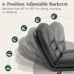 Saucer Chair, Small Foldable Floor Chair, PU Leather | Folding Adjustable Backrest, Bedroom, Living Room, Dorm, Small Spaces Apartment, Adults, Black