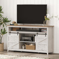Lifewit Farmhouse TV Stand for up to 65" TV, Entertainment Center with Ajustable Shelves, Sliding Barn Door and Open Storage Spaces, TV Console for Living Room, Bedroom, Hold 300lbs, Rustic White