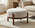 Ya-Home Modern Ottoman, Soft Sherpa Fabric Footrest Bench with Solid Wooden Legs Single Seat for Living Room Bedroom, Beige