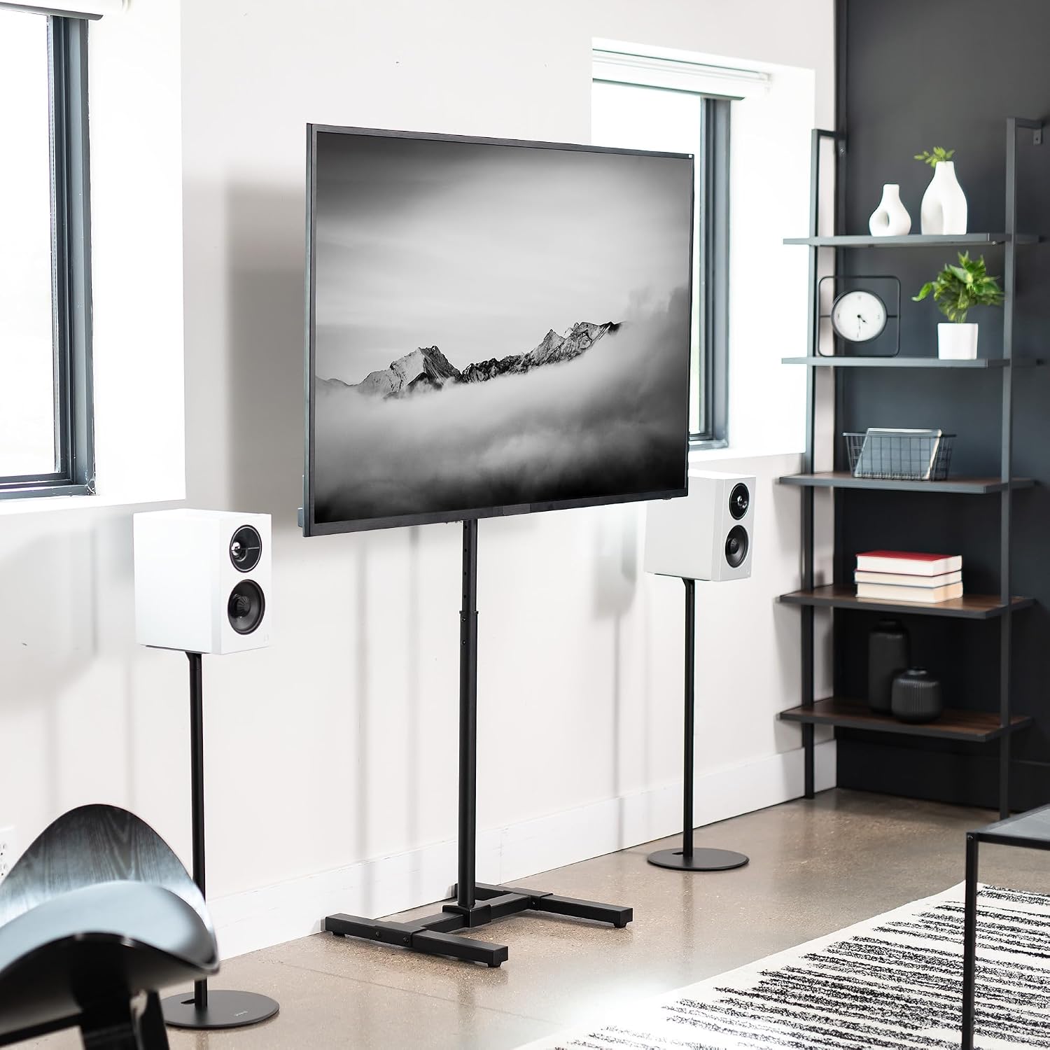 VIVO Black TV Floor Stand for 13 to 65 inch Screens, STAND-TV08 | Adjustable TV Stand for LCD LED OLED 4K Smart Flat and Curved Monitor Panels, Max VESA 400x400, Holds 44 lbs