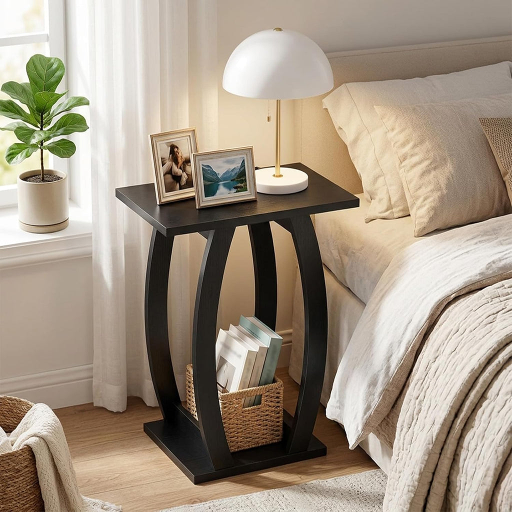 MAHANCRIS End Tables Living Room Set of 2, Side Table Beside Sofa, Black