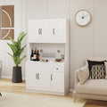 White 71" Kitchen Pantry Storage Cabinet, Freestanding Floor Hutch Cabinet with 6 Doors 1 Drawer, Storage Organizer for Kitchen Living Dining Room Food Cutlery Small Appliances