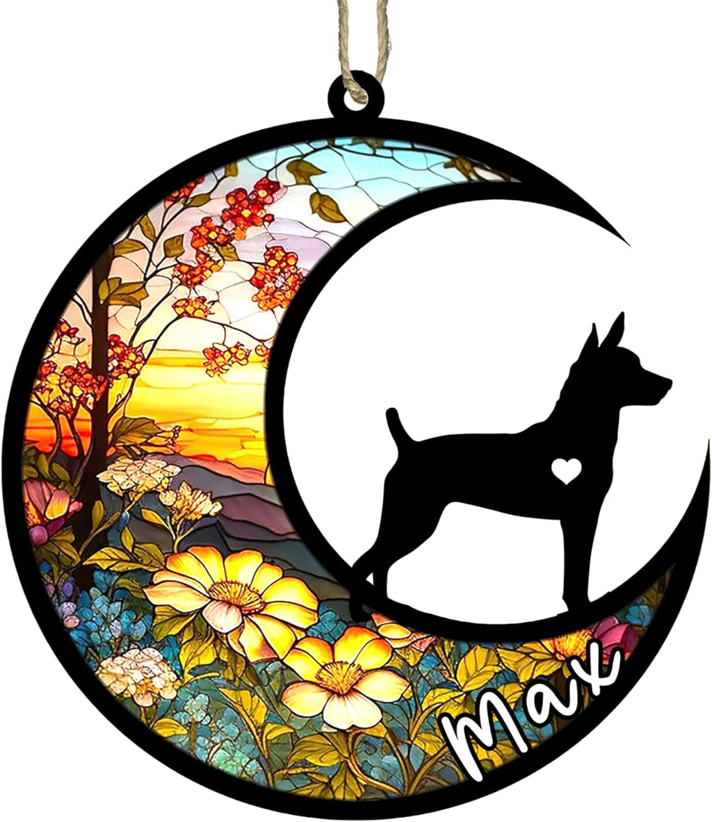Personalized Dog Memorial, Custom Name Rat Terrier Dog Christmas Ornament with Name, Custom Breeds, Pet Loss Light Catcher, Gifts for Lovers Loss of Pet Sympathy on Mothers Day Christmas