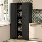 71" Tall Kitchen Pantry Storage Cabinet, Kitchen Storage Cabinet with Doors and 4 Adjustable Shelves, Metal Freestanding Cupboard for Garage Dining Room Living Room Bathroom, Black