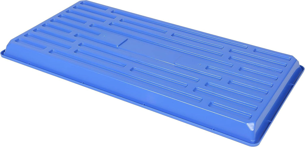 SUNPACK 10" x 20" Heavy Duty Shallow Plastic Seed Starting Tray, Blue, 1" (Pack of 10) - No Drainage Holes, Perfect for Greenhouses or Indoor Gardening