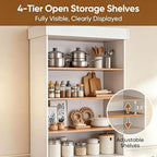 Vyre 71" Tall Farmhouse Kitchen Pantry, Large Storage Cabinets with Glass Doors, Freestanding Wood Hutch Cabinet with 3 Drawers, Adjustable Shelves for Living Room, Dining Room, Set of 4