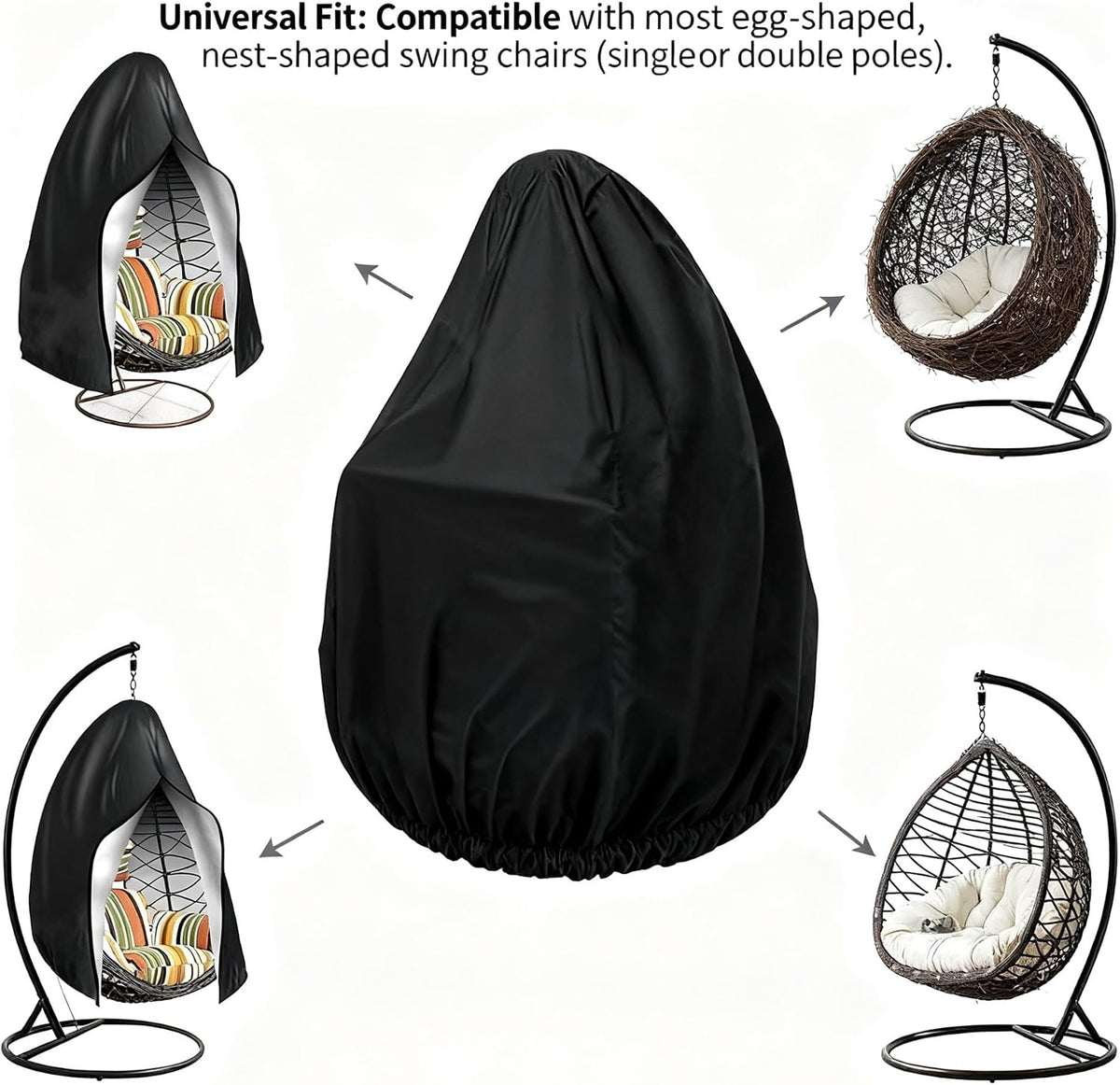 Heavy-Duty 210D Oxford Swing Cover-Waterproof UV-Resistant and Windproof Hammock with Drawstring((115cm*190cm) withstoragebag)