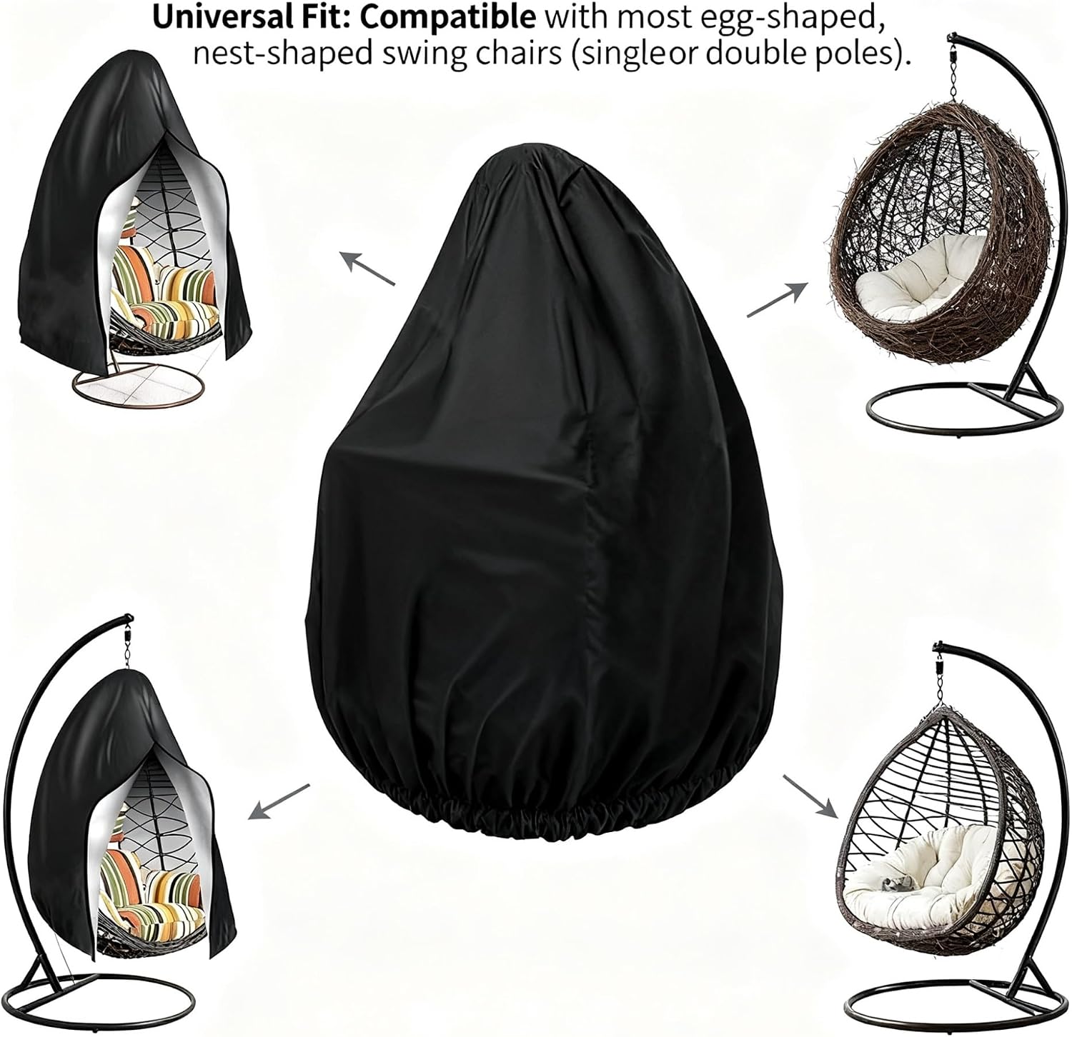 Heavy-Duty 210D Oxford Swing Cover-Waterproof UV-Resistant and Windproof Hammock with Drawstring(Double(200cm*230cm))