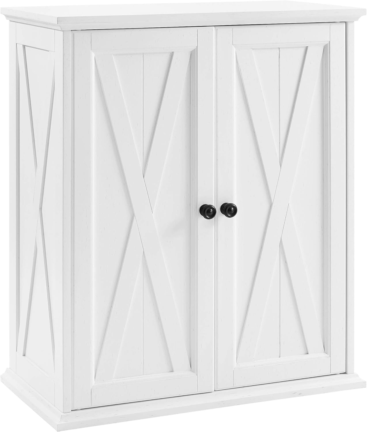 Crosley Furniture Clifton Stackable Pantry Storage Cabinet with Shelves, Kitchen, Dining, or Laundry Room, Distressed White