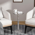 Acrylic Side Table, End Table Round Top with Solid Post for Living Room, Bedroom, Balcony, Easy Assembly,Clear,One Size