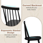GOFLAME Windsor Dining Chairs Set of 2, Farmhouse Kitchen Chairs with Rubber Wood Frame, Slat Spindle Back, Armless Side Chairs for Dining Room, Living Room, Restaurant