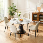 Upholstered Dining Chairs Set of 6, Comfortable Chenille Fabric Kitchen Chairs with High Back & Metal Legs, Modern Dinner Chair for Dining Room Restaurant Hotel Cafe, Beige