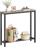 YATINEY Narrow Console Table, 2-Tier Small Sofa Table, 29.5" Thin Entryway Behind Couch Table with Shelves, Industrial Hallway Table, for Living Room, Foyer, Greige and Black CT03BG