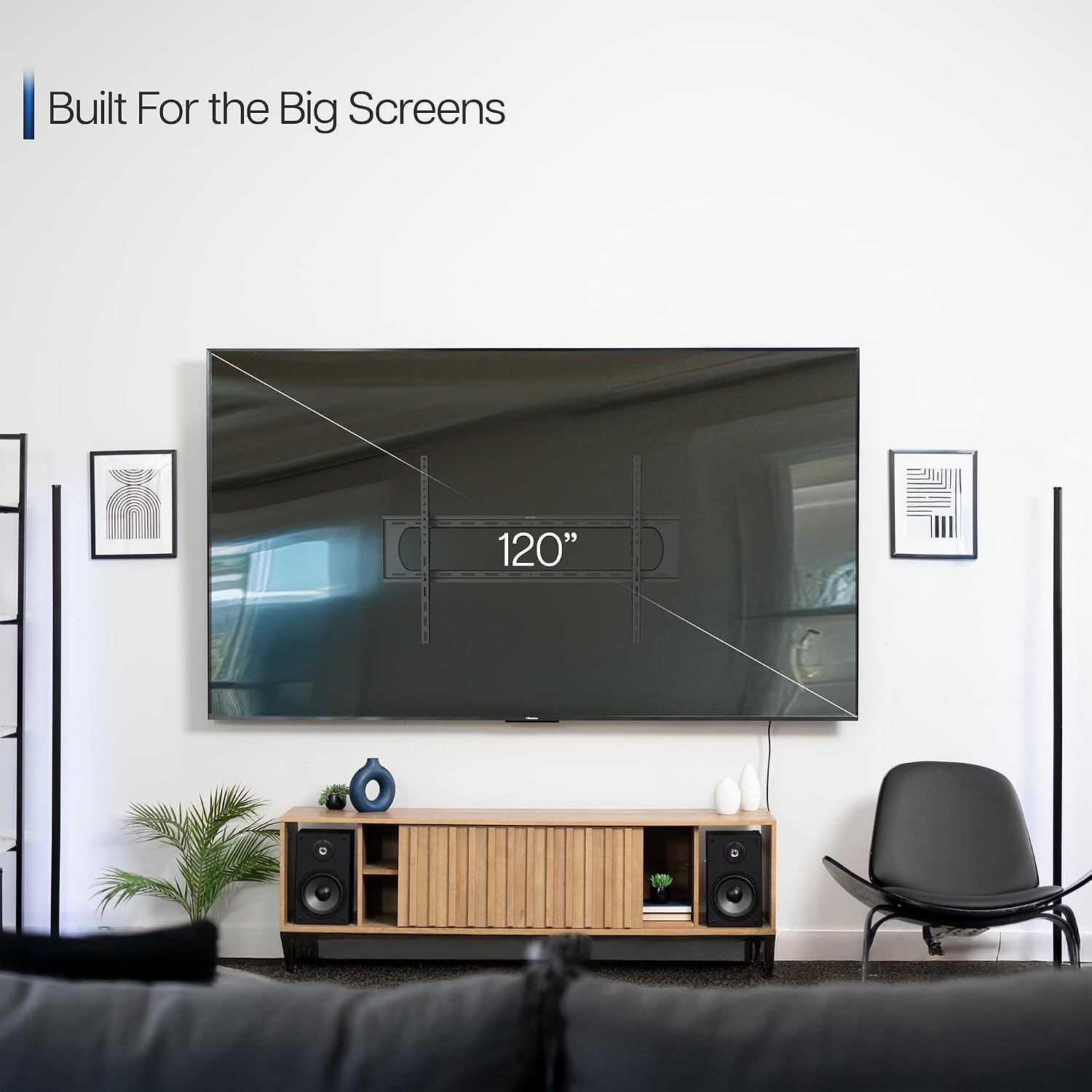 VIVO Black TV Wall Mount with Tilt for 60 to 120 inch Screens, MOUNT-VW120T | Heavy Duty Steel, Tilting TV Wall Bracket fits LCD LED Curved and Flat Panel Screens, Max VESA 900x600mm, Holds 264 lbs