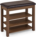 Shoe Storage Bench for Entryway, 24" Lift Top Storage Bench with PU Leather Cushion, 3-Tier Adjustable Shoe Rack Organizer, 400 lb Wood Hallway Benches for Mudroom, Bedroom, Brown