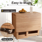 AnywaysWood Folding Dining Table with 4 Foldable Chairs Set, Space Saving Extendable Solid Wood Drop Leaf Table for Kitchen Dining Living Room Small Spaces Easy Assembly (55.12"×31.5"×30")