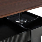 Adjustable Lift-Top End Table with Storage, 360° Rotating Design & Lockable Casters - Modern Mobile Side Table for Living Room, Bedroom, Small Spaces (Black+Brown)