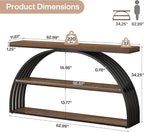 Tribesigns 63-Inch Console Table for Entryway, Farmhouse Entryway Table with Arched Frame, 3-Tier Industrial Sofa Console Behind The Couch for Living Room, Foyer, Hallway, Rustic Brown & Black