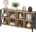 FATORRI 8 Cube Storage Organizer Bookshelf, 62 Inch Rustic Wood Horizontal Bookcase, Industrial Cube Long Book Shelf for Living Room (Rustic Oak)