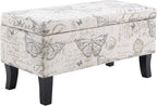 Convenience Concepts Designs4Comfort Winslow Storage Ottoman Bench 32" - Transitional Upholstered Footstool & Seat, for Living Room, Entryway, Hallway, & Bedroom, Butterfly Fabric
