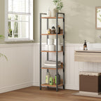 MAHANCRIS Bookshelf, 5-Tier Bookcase, Standing Book Shelf for Small Space, Storage Shelf Organizer, for Living Room, Bedroom, Study, Balcony, Rustic Brown and Black BKHR5501