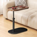 C Shaped Side Table Adjustable Height, 360° Swivel Couch End Table That Slide Under, Small C Shaped End Table for Sofa/Bed/Bathtub, Coffee TV Dinner Tray for Living Room, Bedroom, Bedside (Walnut)