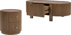 Christopher Knight Home Amano Modern Coffee Table Set of 2, Wooden Round Side Table and Coffee Table Set, Living Room Center Table Set, Walnut