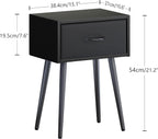 Small Black Nightstands Set of 2, Bedside Table with Fabric Drawer, Modern End Table with Metal Leg, Couch Side Table for Bedroom Living Room, Sofa, Office LNT504B