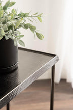 Kate and Laurel Sanzo Modern Metal Skinny Side Table, 17 x 9 x 24, Gunmetal, Rectangular Slim Bedroom Nightstand with Hammered Tabletop for Use as Bedside Accent or Narrow Living Room End Table