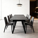 Extendable Dining Table 47-59 Inch - Space-Saving Slide-Out Design, Black Lava MDF Top for 4-8 People, Perfect for Dining Room, Apartment & Home Office