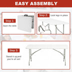 Elevon Folding Table, 6 Feet Heavy Duty Fold-in-Half Utility Table Indoor Outdoor for Camping, Picnic, Party