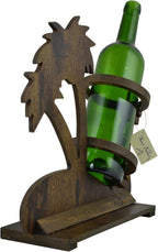 12" Brown Wooden Palm Tree Bottle Holder