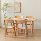 Wooden Folding Chair, Round Hole backrest,Natural Color,Set of 4 | Wooden folding chair with soft cushion, durable comfy, no assembly, ideal for home, wedding, banquet and indoor activities