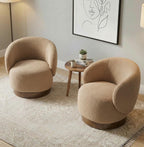 KISLOT Swivel Barrel Accent Chair, Boucle Fabric, Sand, 2-Pack | Modern Style, Upholstered, for Living Room/Bedroom/Waiting Room