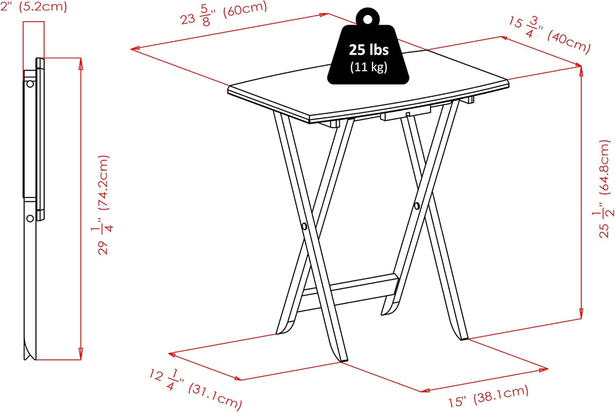 WINSOME Dorian Oversized Snack Table Set, Oyster Gray (Brown Base) (replace color may vary)., 23.62 x 15.75 x 25.51, 5pc