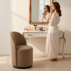 360 Degree Swivel Barrel Chair Set of 2, Mid Century Modern Round Velvet Dining Chair Comfy Upholstered Accent Chair Makeup Vanity Side Chair for Kitchen & Dining Room Living Room Bedroom (Brown)