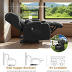 SAMERY Power Recliner Chair, Electric Wall Hugger Recliner Chair Reclining Sofa Home Theater Seating for Living Room with Massage & Heat, USB, LED Lights, Cup Holders, Side Pockets, Lumbar Pillow